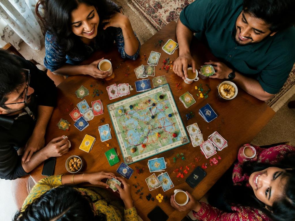 Friends laughing over a board game night